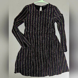 Zara y2k 90s multicolored Stripe Sz M Glitter Sequin flared Elastine Mid…
